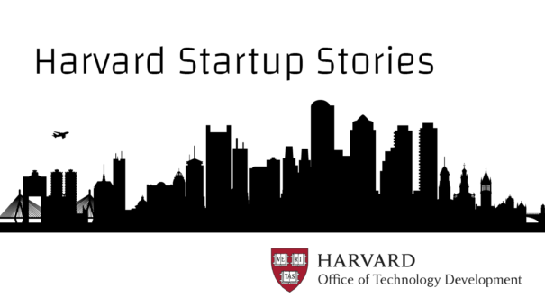 Harvard Startup Stories. Illustration of city skyline, silhouetted. Harvard Office of Technology Development.