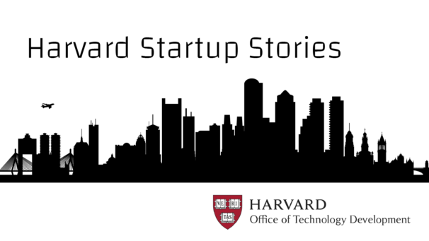 Harvard Startup Stories. Illustration of city skyline, silhouetted. Harvard Office of Technology Development.