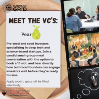 Meet the vcs pear flyer - Image for Harvard Grid's Meet the VCs Series: Pear