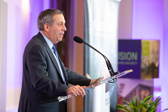 President Larry Bacow opened the FUSION event