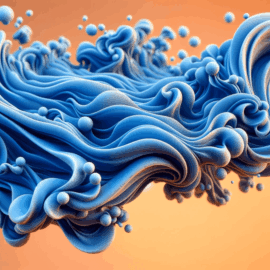 A natural-looking flow of blue metafluid