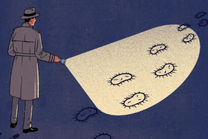 Detective shining a flashlight