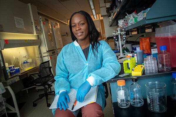 Obatala Sciences CEO Trivia Frazier pictured in a lab.