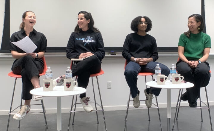 Harvard SEAS GSD student Sara Falkson with panelists Jamie Mittleman, Lauren Scruggs and Christine Yu